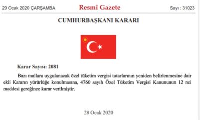 Bazı Mallara Uygulanan ÖTV Tutarlarının Belirlenmesi Hakkında Karar Yayınlandı