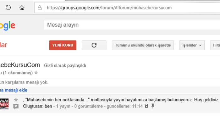 MuhasebeKursuCom Google Grubu Yayında