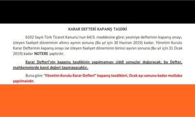 Anonim Şirketlerde Yönetim Kurulu Karar Defterlerinin Kapanış Tasdikleri