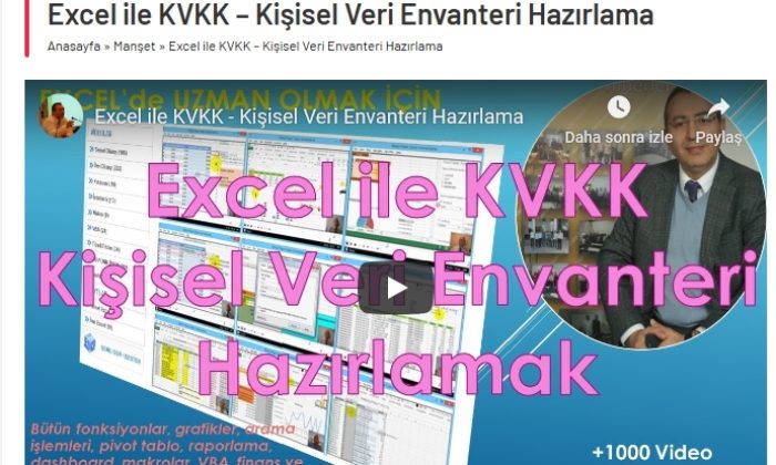 Excel ile KVKK – Kişisel Veri Envanteri Hazırlama