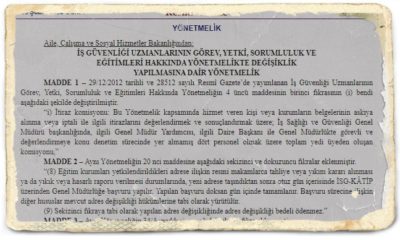 İş yeri hekimi, İş sağlığı güvenliği konularında yapılan değişiklikler