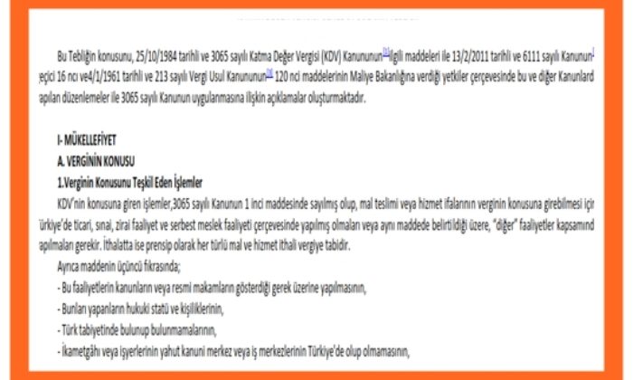 KDV Genel Uygulama Tebliğinde Değişiklik Yapılmasına Dair Tebliğ Yayınlandı