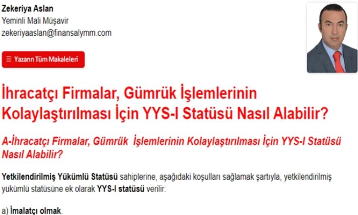 İhracatçı Firmalar, Gümrük İşlemlerinin Kolaylaştırılması İçin YYS-I Statüsü Nasıl Alabilir?