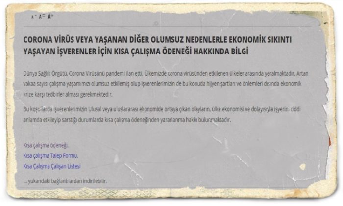 Corona virüsü ve Kısa Çalışma Ödeneği