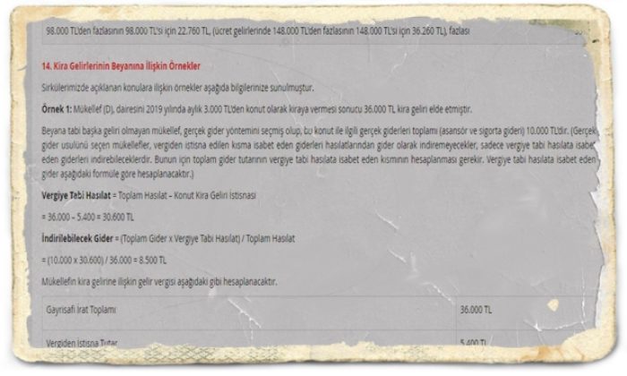 2019 Yılı Kira Gelirlerinin Beyanı ve Örnek Uygulamalar