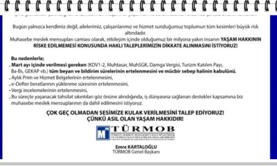 TÜRMOB’tan hükümete korona virüsü çağrısı