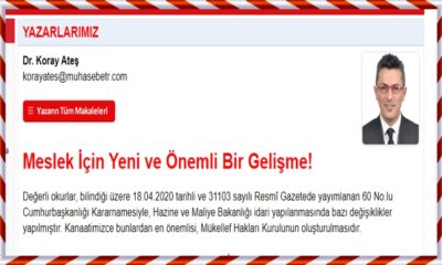 Meslek İçin Yeni ve Önemli Bir Gelişme!