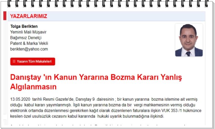 Danıştay ‘ın Kanun Yararına Bozma Kararı Yanlış Algılanmasın