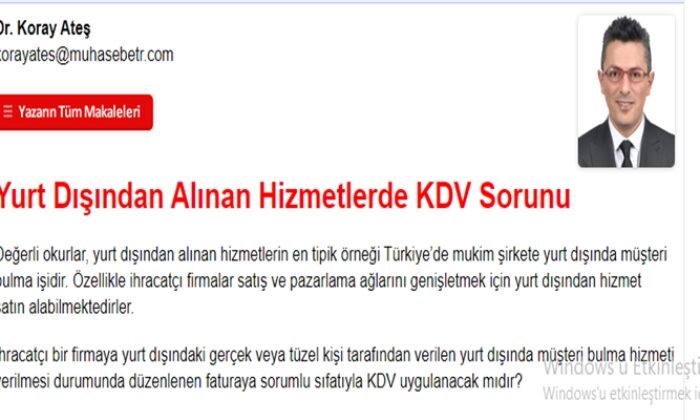 Yurt Dışından Alınan Hizmetlerde KDV Sorunu