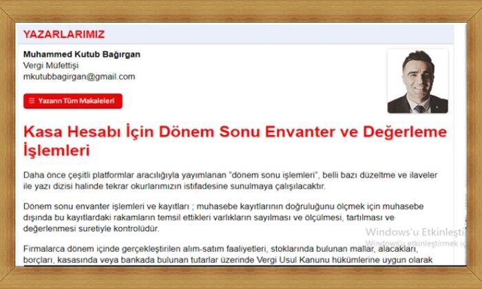 Kasa Hesabı İçin Dönem Sonu Envanter ve Değerleme İşlemleri