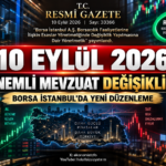 10 Eylül 2026 –Merkezi takassız repo işlemlerine bildirim ve bloke şartı